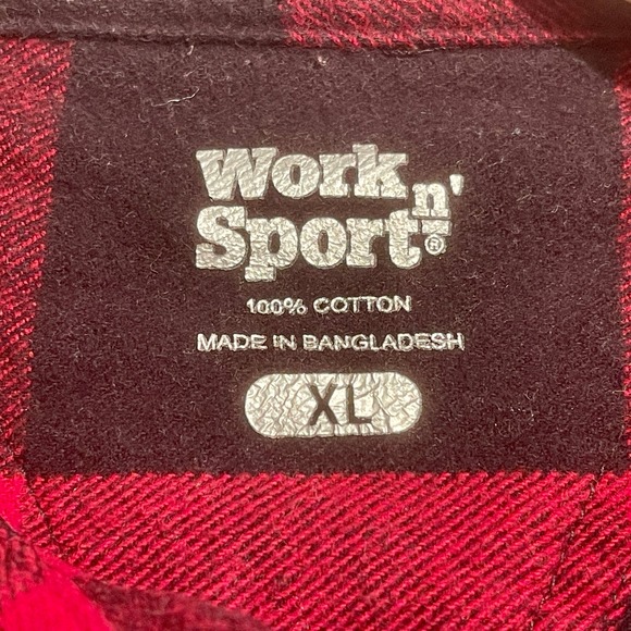 Work n Sport Heavy Flannel Shirt Button Up Men's XL Red Black 8.7.2:A-0003 - Picture 4 of 7